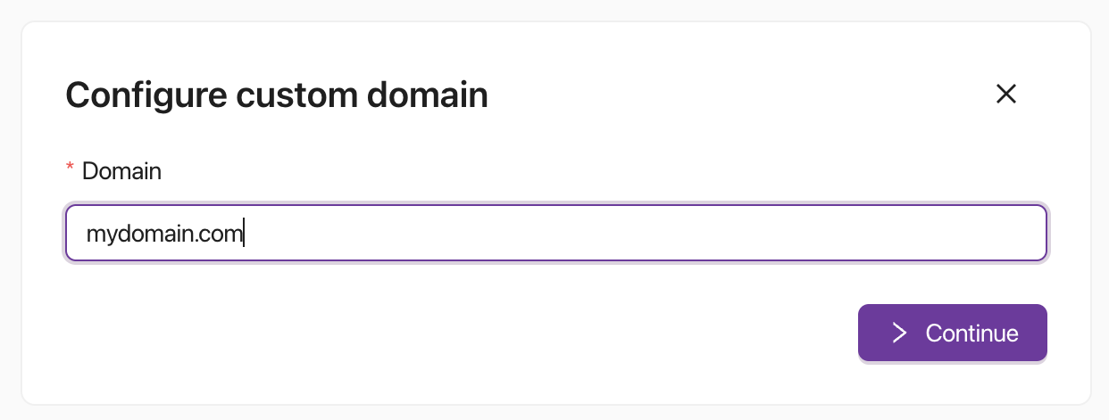 Configure custom domain application screenshot