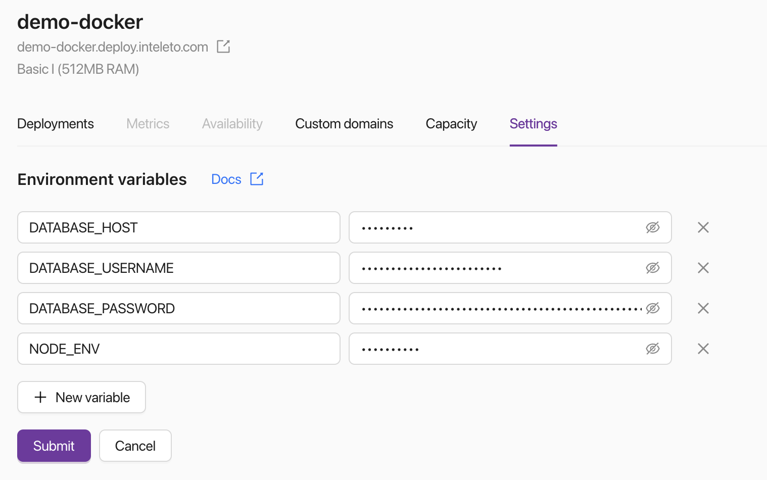 Environment variables application screenshot